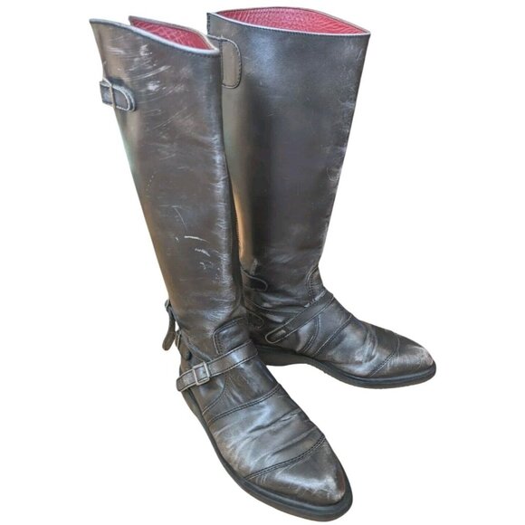 Rare Dr Martens Distressed Moto Boots Mens 8 Metallic Gray Zip VTG Grunge Punk - Picture 13 of 16